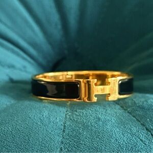 Hermes Clic Clac H black enamel bracelet